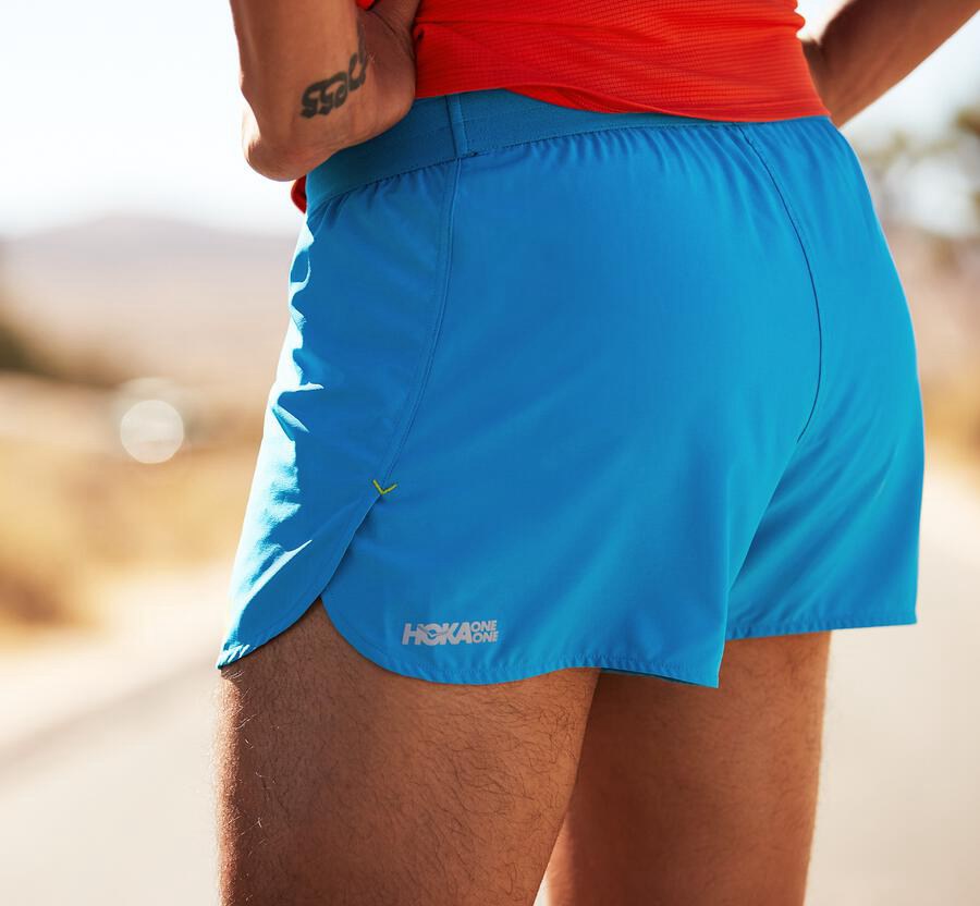 Hoka One One Mens Shorts - Performance - Blue - IJQB58192